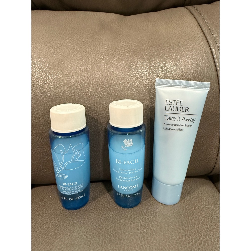 Lancome Bi-Facil Eye Makeup Remover 1.7oz & Estee Lauder Take It Away Lotion Set
